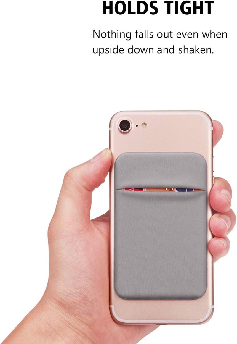 OBVIS Cell Phone Pocket Self Adhesive Card Holder Stick On Wallet Sleeve with Adhesive RFID Card ID Credit Card ATM Card Holder for iPhone Android 2 PACK GRAY - Image 3
